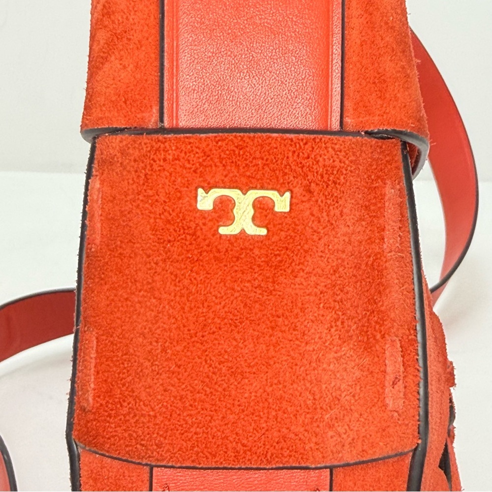 Rare Tory Burch Gemini Link Suede Shoulder Bag Red Gold Hardware – Showstopper - Picture 13 of 17